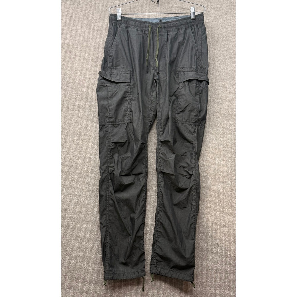 Relwen Mens Cargo Pants Medium Charcoal Grey Cotton Nylon Drawstring Hem Utility